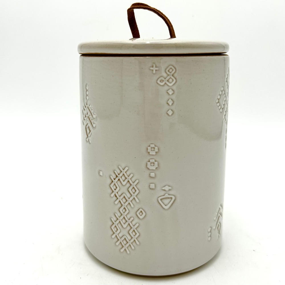 Pet Shop by Fringe Studio Pet Treat Ceramic Canister w/Sealed Lid Leather Loop